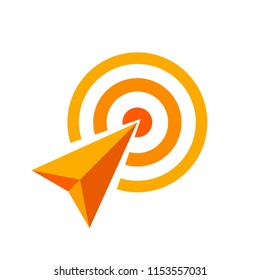 orange arrow of goal symbol, the arrow orange concept is symbolizes goal and success, orange or yellow arrow logo (vector)