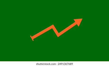 An orange arrow graphic pointing upwards on a green background, indicating growth or progress. Best for business, finance and marketing video materials.