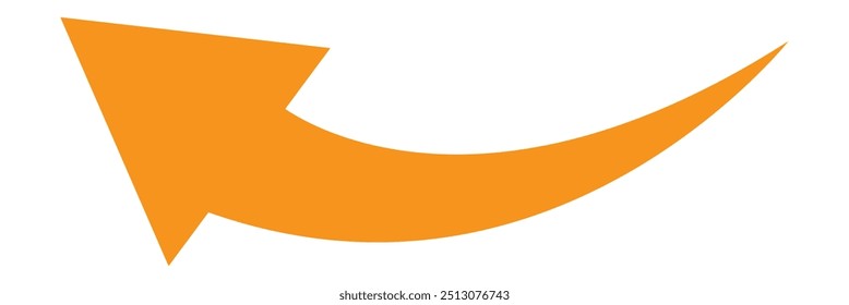 Orange arrow icon. Orange dual sided arrow. Semicircular curved thin long curved arrow. Vector illustration.