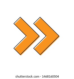 Orange Arrow icon isolated on white background. Direction Arrowhead symbol. Navigation pointer sign.  Vector Illustration