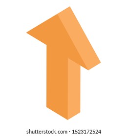 Orange arrow up icon. Isometric of orange arrow up vector icon for web design isolated on white background