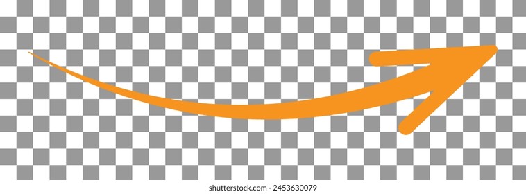 Orange arrow icon on transparent background. flat style. arrow icon for your web site design, logo, app, UI. arrow indicated the direction symbol. curved arrow sign vector illustration.