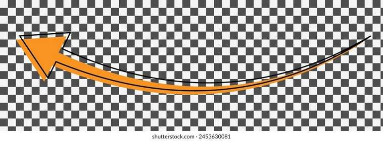 Orange arrow icon on transparent background. flat style. arrow icon for your web site design, logo, app, UI. arrow indicated the direction symbol. curved arrow sign vector illustration.