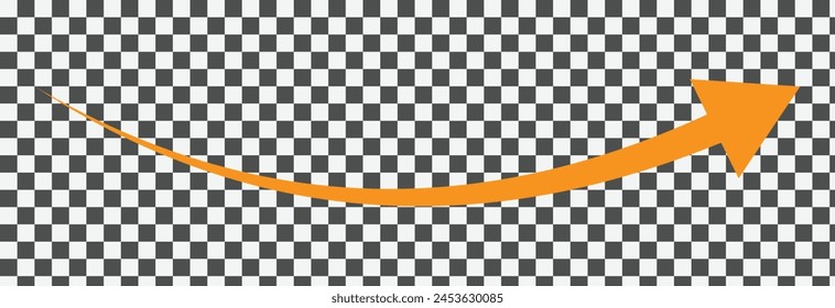 Orange arrow icon on transparent background. flat style. arrow icon for your web site design, logo, app, UI. arrow indicated the direction symbol. curved arrow sign vector illustration.