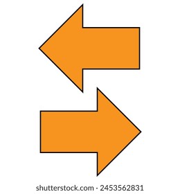 Orange arrow icon on white background. flat style. arrow icon for your web site design, logo, app, UI. arrow indicated the direction symbol. curved arrow sign vector illustration.