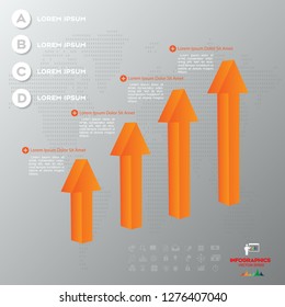 Orange Arrow infographic concept. Business template with 4 steps, options, parts. Can be used for workflow layout, diagram, chart, step by step infographics, web design. Vector illustration