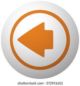 Orange Arrow Left icon on sphere isolated on white background