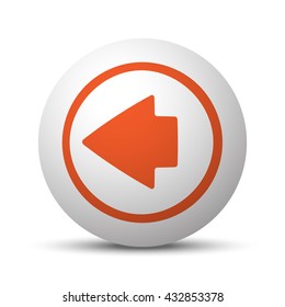Orange Arrow Left icon on white ball
