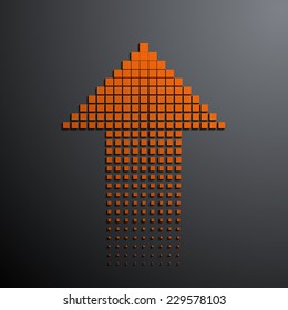 orange arrow on the gray background