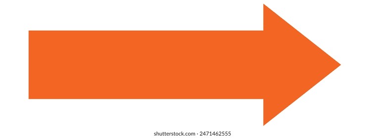 Flecha naranja apuntando hacia la derecha. Vector de flecha larga aislado. Elemento de forma de flecha. 11:11