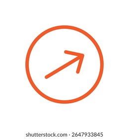 Orangefarbener Pfeil, der auf ein Symbol zeigt Orangefarbener Richtungspfeil Symbol flacher rechter Pfeil