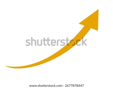 Orange arrow pointing upwards and to the right, isolated on transparent background