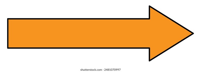 Orange arrow to the right vector, isolated on white background. Vector illustration. Eps file 133.