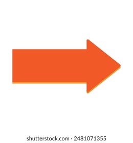 Orange arrow to the right vector, isolated on white background. Vector illustration. Eps file 134.