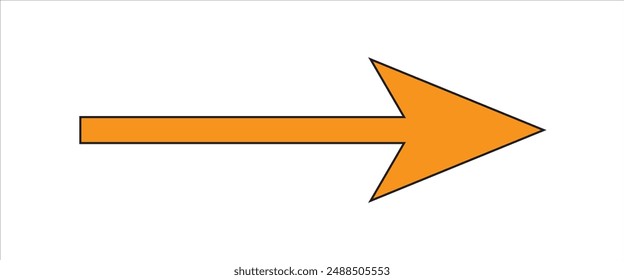 Flecha naranja al Vector derecho, aislada sobre un fondo blanco.