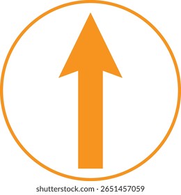 Símbolo de Seta para Cima Laranja no Quadro Circular Ícone Simples Desenhar para cima