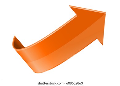 Orange arrow. Vector 3d illustration isolated on white background