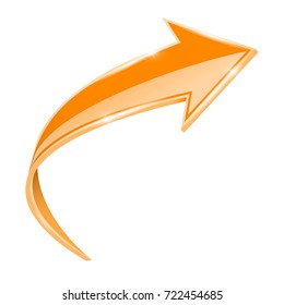 Orange UP arrow. Vector 3d illustration isolated on white background