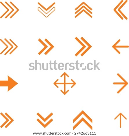 Orange Arrows Collection: Various Styles for Direction, Navigation, and Data