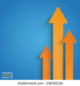 Orange arrows on the grey background. Eps 10 vector file.