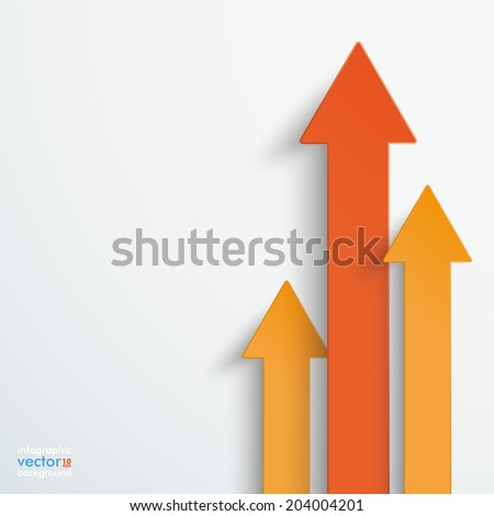 Orange arrows on the grey background. Eps 10 vector file.