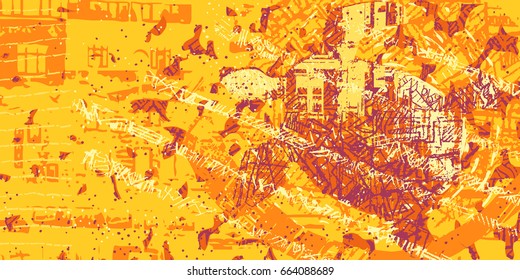 orange artistic neo-grunge style abstract backgrounds, made with hand drawn textures and brushes