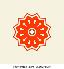 orange asian flower mandala vector illustration