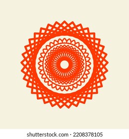 orange asian flower mandala vector illustration