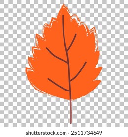 Orange aspen leaf. Vector clipart isolated on transparent background