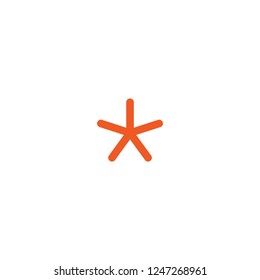 orange asterisk footnote icon. Flat icon of asterisk isolated on white background. Vector illustration. Star note symbol for more information