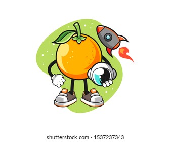 Orange astronaut cartoon cartoon. Mascot Character vector.