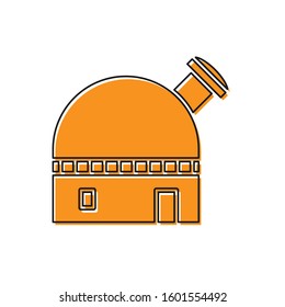 Orange Astronomical observatory icon isolated on white background.  Vector Illustration