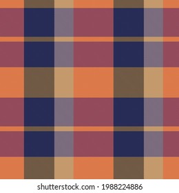 Orange Asymmetric Plaid textured seamless pattern suitable for fashion textiles and graphics