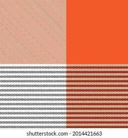 Orange Asymmetric Plaid textured seamless pattern suitable for fashion textiles and graphics