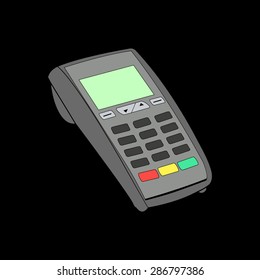 Orange ATM keypad and POS-Terminal - simple icons on a black background