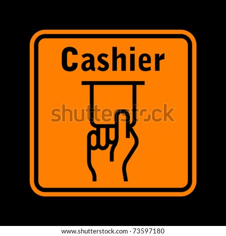 orange atm sign isolated on black background