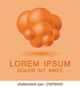 Orange atomic molecular abstract background for your designs