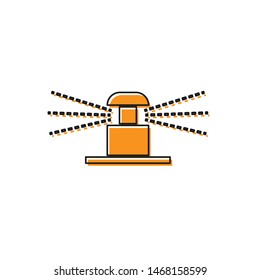 Orange Automatic irrigation sprinklers icon isolated on white background. Watering equipment. Garden element. Spray gun icon.  Vector Illustration