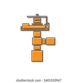 Orange Automatic irrigation sprinklers icon isolated on white background. Watering equipment. Garden element. Spray gun icon.  Vector Illustration