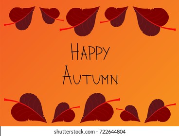 orange autumn background with red linden leaves decorating top and bottom edge of list vector