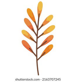 orange autumn branch with leafs