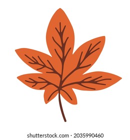 Ilustración vectorial de la hoja de castaño de otoño naranja. Aislado sobre un blanco.