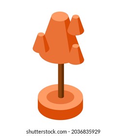 orange autumn ismetric tree  vector illustration element for game design.