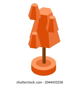 orange autumn ismetric tree  vector illustration element for game design.