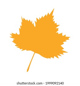 Orange autumn leaf, herbal element. Can be used as sign, symbol, icon. Fall orange leaf silhouette. Autumn botanical vector flat plant element. Stock vector illustration isolated on white background.