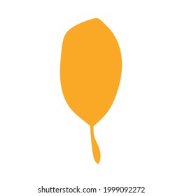 Orange autumn leaf, herbal element. Can be used as sign, symbol, icon. Fall orange leaf silhouette. Autumn botanical vector flat plant element. Stock vector illustration isolated on white background.