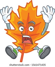 Orange autumn leaves with cartoon character successful
