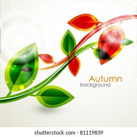 Orange autumn leaves. Vector abstract background