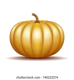 Orange autumn pumpkin icon, Harvest Thanksgiving symbol. Vector illustration