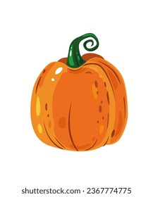 Orange autumn pumpkin on white background with . Great element for your Halloween design.